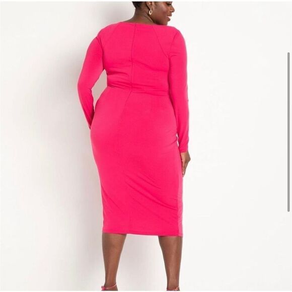 Eloquii front twist midi dress Size 18 magenta hot pink‎ - Picture 2 of 11